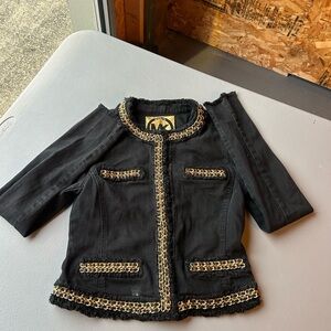 MICHAEL Michael Kors Black Blazer with Gold Chain Trim